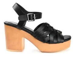Women's Journee Collection Addisyn Platform Block Heel Sandals Black
