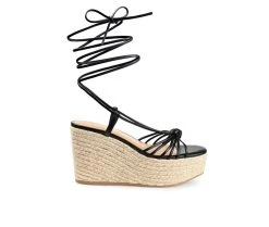 Women's Journee Collection Catalinn Espadrille Platform Wedges Black
