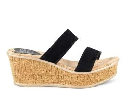 Women's Love And Liberty Sunset Blvd Platform Wedge Sandals Black Suede