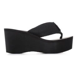 Women's Rocket Dog Crush Webbing Platform Flip-Flops Black