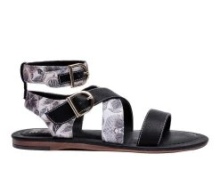 Women's Jane And The Shoe Jordan Sandals Black Flower