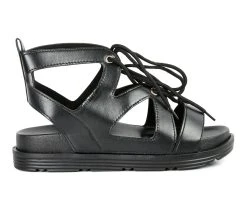 Women's London Rag Whip Cream Sandals Black -GC shoes Shop 1 2075