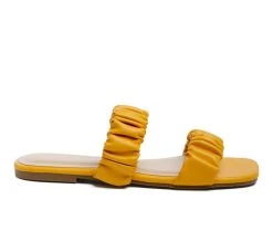 Women's London Rag Gather Sparks Sandals Orange -GC shoes Shop 1 2105