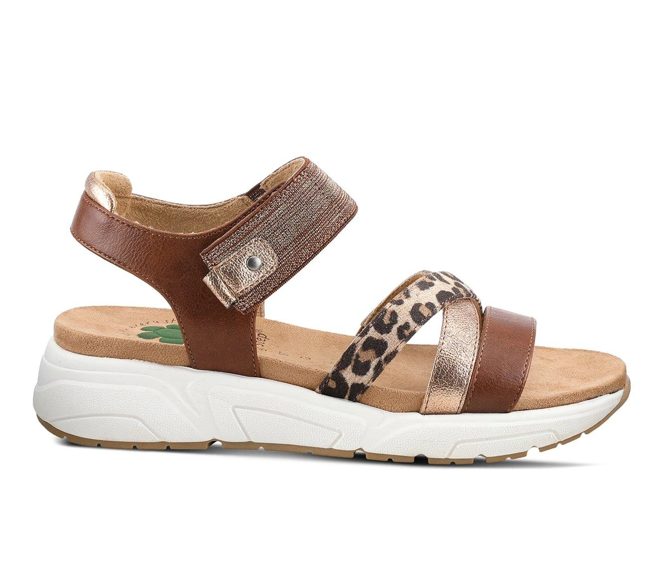 Women's SPRING STEP Heather Footbed Sandals Brown Multi 2 Women's SPRING STEP Heather Footbed Sandals Brown Multi - Image 2