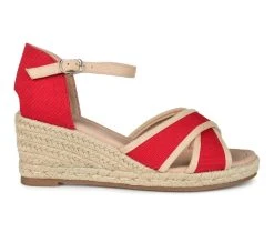 Women's Journee Collection Brene Espadrille Wedges Red