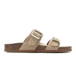 Women's Madden Girl Brando Footbed Sandals Taupe Suede