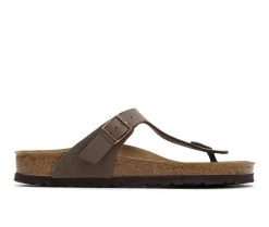 Women's Birkenstock Gizeh Leather Footbed Sandals Mocha