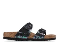 Alternative view of Women's Birkenstock Sydney Vegan Footbed Sandals Shiny Snake Blk