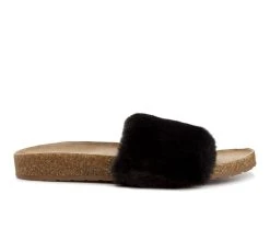 Women's Sugar Bravoes Fuzzy Footbed Sandals Black