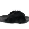 Women's Unionbay Luxe Fuzzy Slides Black