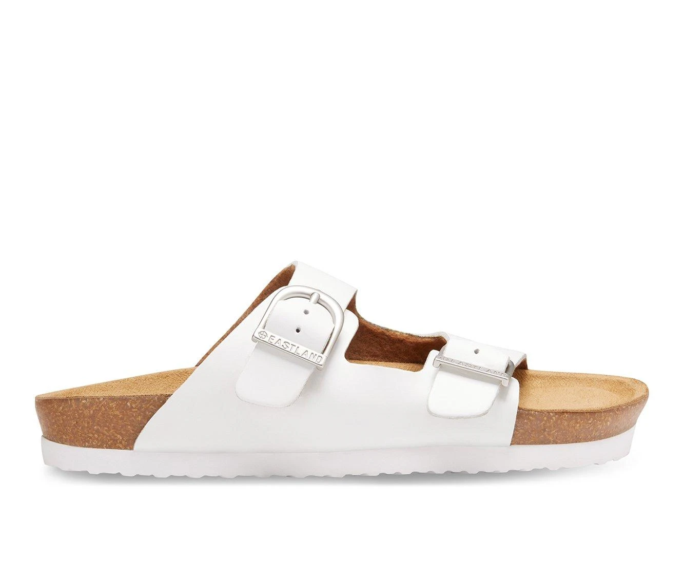 Women's Eastland Cambridge Double Strap & Buckle Slide Footbed Sandals White 2 Women's Eastland Cambridge Double Strap & Buckle Slide Footbed Sandals White - Image 2