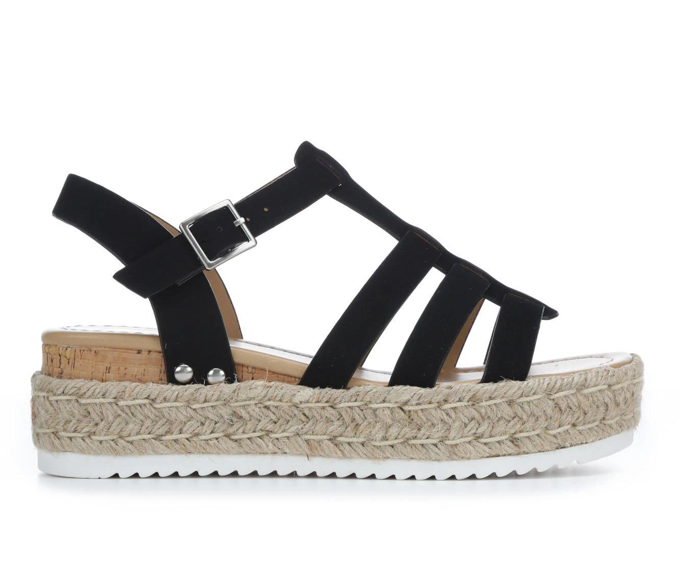 Women's Soda Trader Espadrille Wedge Sandals Black 2 Women's Soda Trader Espadrille Wedge Sandals Black - Image 2