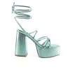 Women's London Rag Anvil Platform Block Heels Green