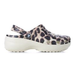 Women's Crocs Classic Animal Remix Platform Clogs Bone/Leopard