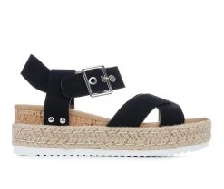 Women's Soda Fortuna Wedge Espadrille Sandals Black