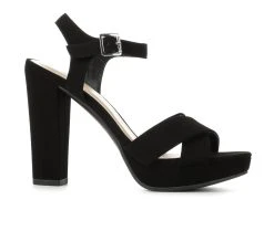 Women's Delicious Keeper Heeled Sandals Black Nub