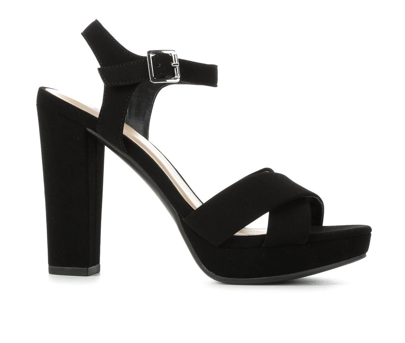 Women's Delicious Keeper Heeled Sandals Black Nub 2 Women's Delicious Keeper Heeled Sandals Black Nub - Image 2