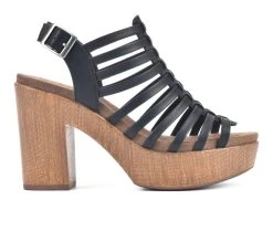 Women's White Mountain Astonish Platform Heeled Sandals Blk/Burn/Smooth