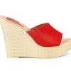 Women's Love And Liberty Ms. Independent Platform Wedge Sandals Red Cow Hair