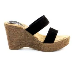 Women's Love And Liberty Houston Platform Wedge Sandals Black