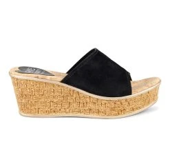 Women's Love And Liberty City Lights Platform Wedge Sandals Black Suede