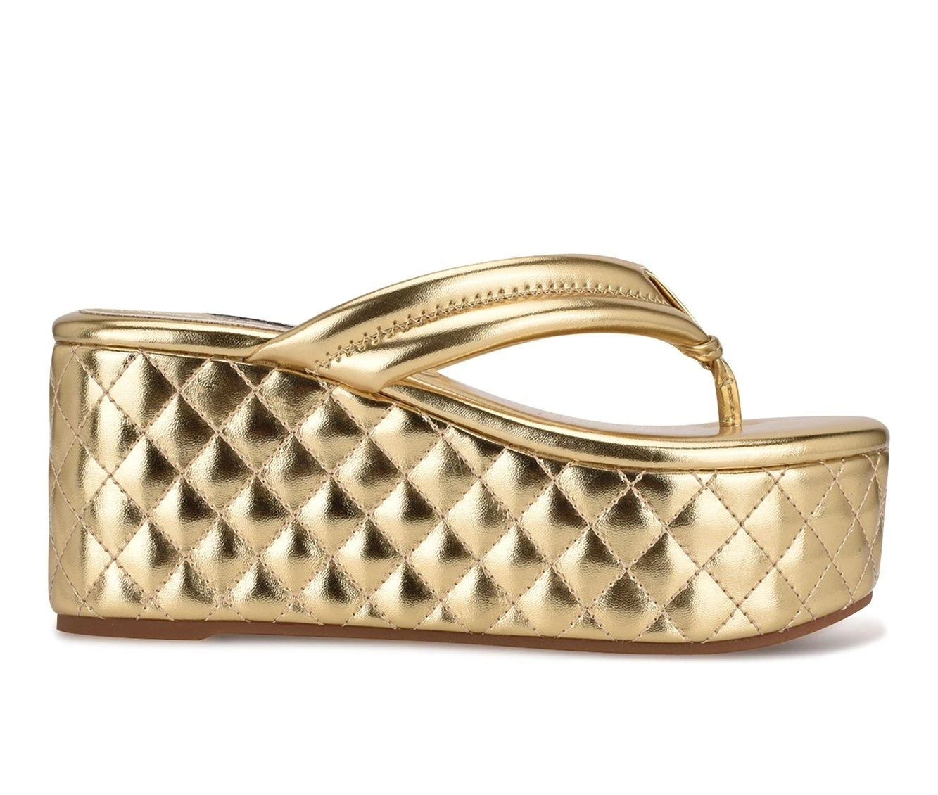 Women's Nine West Newya Platform Wedge Sandals Gold 2 Women's Nine West Newya Platform Wedge Sandals Gold - Image 2