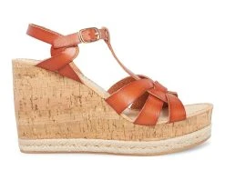 Women's Madden Girl Cortette Platform Wedge Sandals Cognac Par