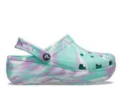Women's Crocs Classic Platform Marbled Clogs Pistachio/Multi