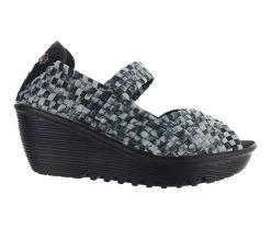 Women's Bernie Mev Halle Slip-On Plaform Wedges Black Camo