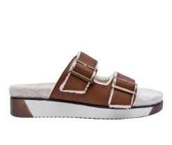 Women's Jane And The Shoe Jessica Fur Flatform Sandals Dark Tan