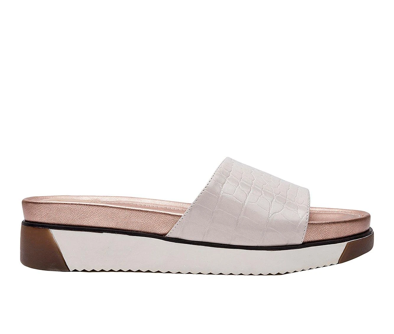 Women's Jane And The Shoe Hannah Flatform Sandals Women's Jane And The Shoe Hannah Flatform Sandals White Croc -GC shoes Shop 1 996