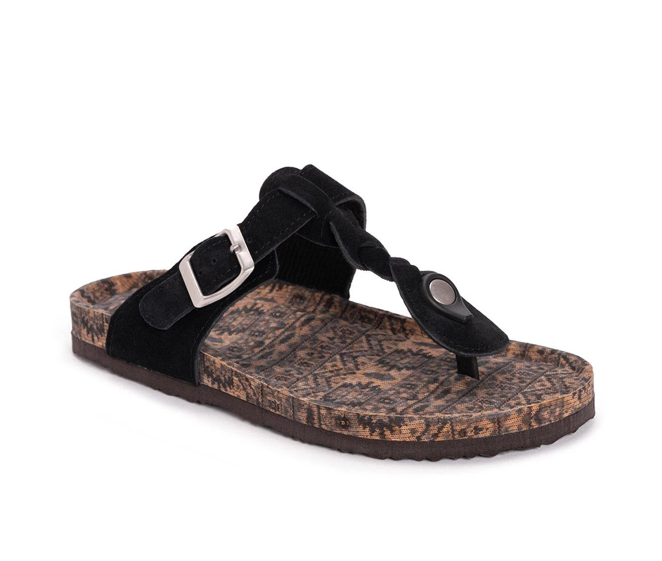 Women's MUK LUKS Marsha Terra Turf Footbed Sandals Jet Black 3 Women's MUK LUKS Marsha Terra Turf Footbed Sandals Jet Black - Image 3