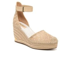 Women's Franco Sarto Marsha 2 Espadrille Wedge Sandals Beige Lace -GC shoes Shop 2 1279
