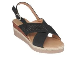 Women's GC Shoes Gini Wedge Sandals Black -GC shoes Shop 2 1292