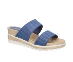 Women's Easy Street Maryann Wedge Sandals Denim Croco -GC shoes Shop 2 1305