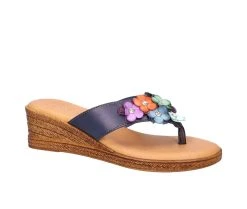 Women's TUSCANY BY EASY STREET Giordana Wedge Thong Sandals Navy -GC shoes Shop 2 1307