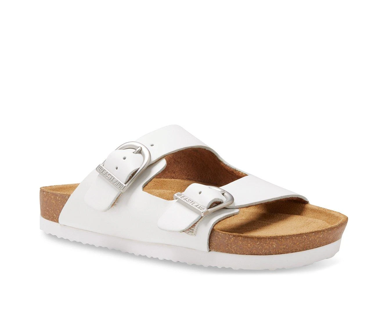 Women's Eastland Cambridge Double Strap & Buckle Slide Footbed Sandals White 3 Women's Eastland Cambridge Double Strap & Buckle Slide Footbed Sandals White - Image 3