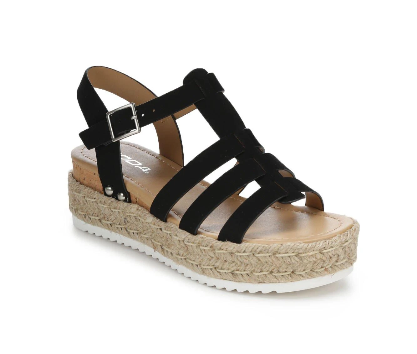Women's Soda Trader Espadrille Wedge Sandals Black 3 Women's Soda Trader Espadrille Wedge Sandals Black - Image 3