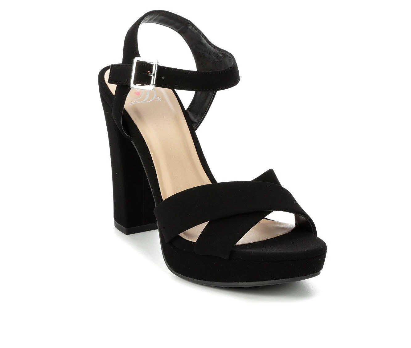Women's Delicious Keeper Heeled Sandals Black Nub 3 Women's Delicious Keeper Heeled Sandals Black Nub - Image 3