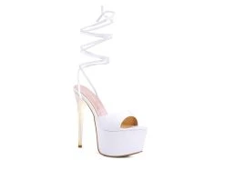 Women's London Rag Passion Fruit Platform Dress Sandals White -GC shoes Shop 2 200