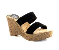 Women's Love And Liberty Houston Platform Wedge Sandals Black -GC shoes Shop 2 214