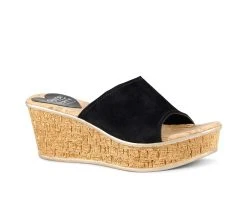 Women's Love And Liberty City Lights Platform Wedge Sandals Black Suede -GC shoes Shop 2 215