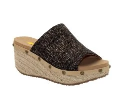 Women's Volatile Ravine Platfrom Wedge Sandals Black Gold -GC shoes Shop 2 220