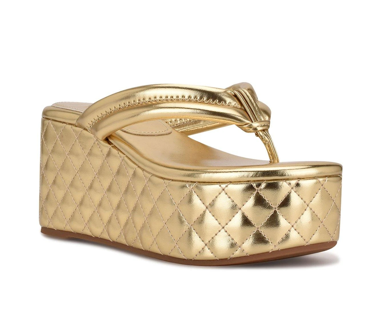 Women's Nine West Newya Platform Wedge Sandals Gold 3 Women's Nine West Newya Platform Wedge Sandals Gold - Image 3
