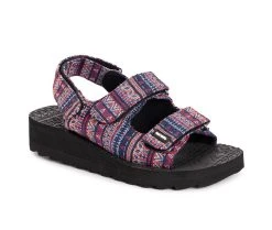Women's MUK LUKS Wave Curl Platform Sandals Navy Multi -GC shoes Shop 2 279
