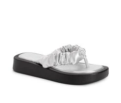 Women's MUK LUKS Club Maimi Platform Flip Flops Silver -GC shoes Shop 2 281