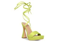 Women's Madden Girl Zorra Lace Up Dress Sandals Lime -GC shoes Shop 2 288