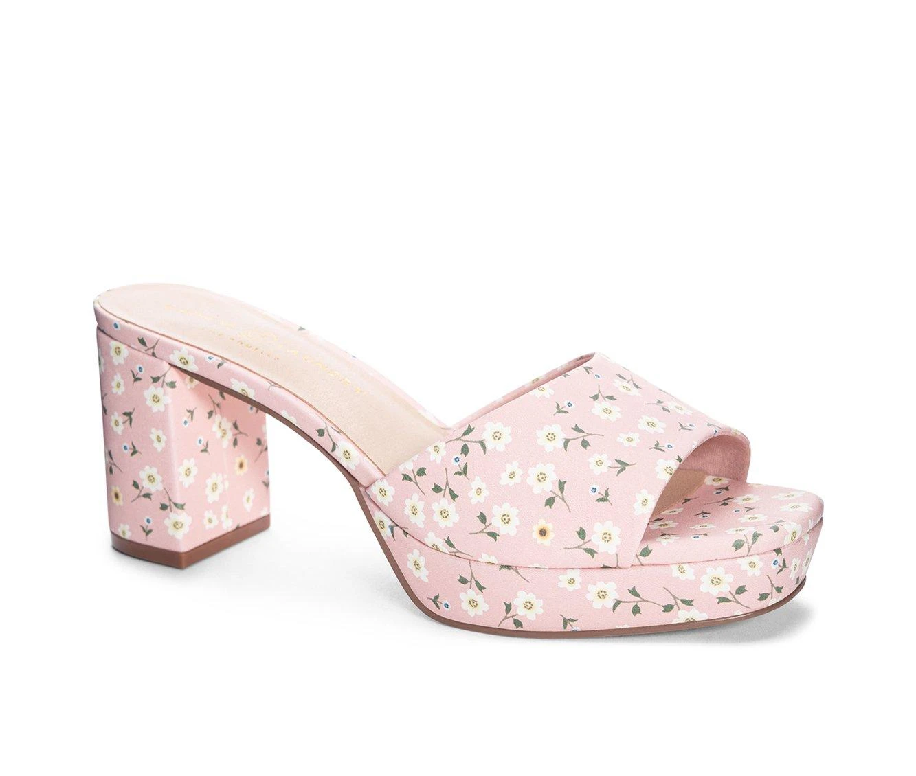 Women's Chinese Laundry Tai Block Heel Dress Sandals Pink Floral 3 Women's Chinese Laundry Tai Block Heel Dress Sandals Pink Floral - Image 3