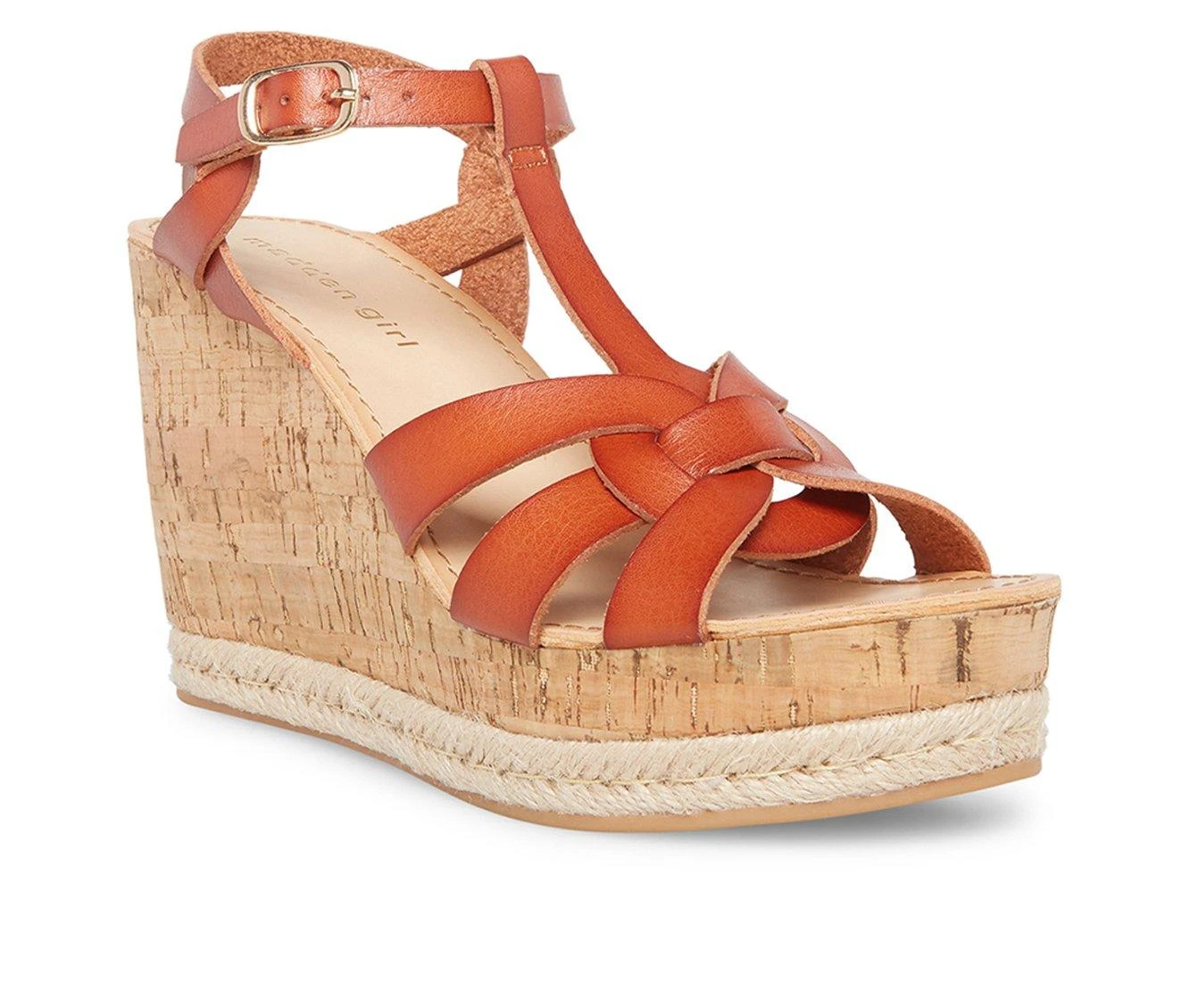 Women's Madden Girl Cortette Platform Wedge Sandals Cognac Par 3 Women's Madden Girl Cortette Platform Wedge Sandals Cognac Par - Image 3
