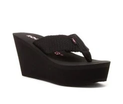 Women's Rocket Dog Diver Platform Wedge Flip-Flops Black -GC shoes Shop 2 340